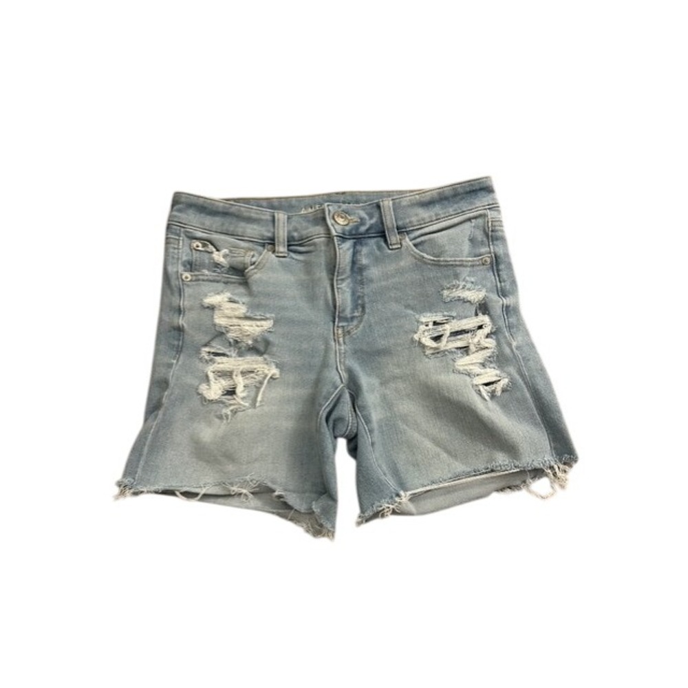 American Eagle The Dream Short Womens 8 Light Blue Excellent Distressed Denim